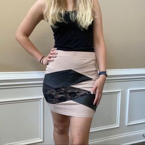 Tan/Black Pencil Skirt